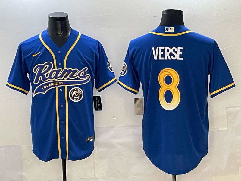 Men Los Angeles Rams #8 Verse Blue Joint Name Nike 2025 Limited NFL Jersey style 05